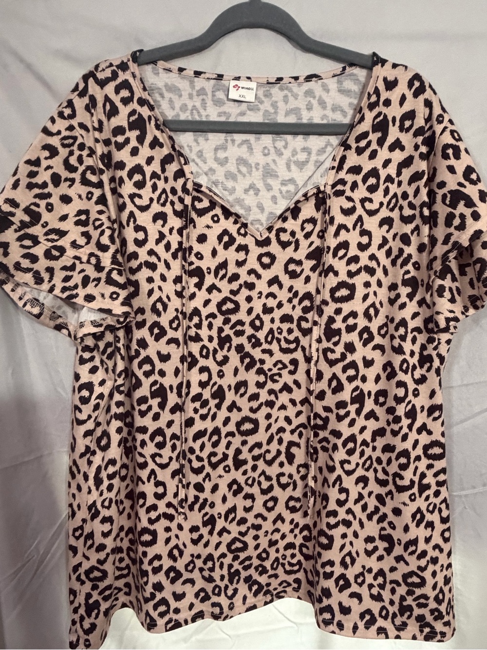 Windsor Beige and Black Leopard Print V-Neck Tunic